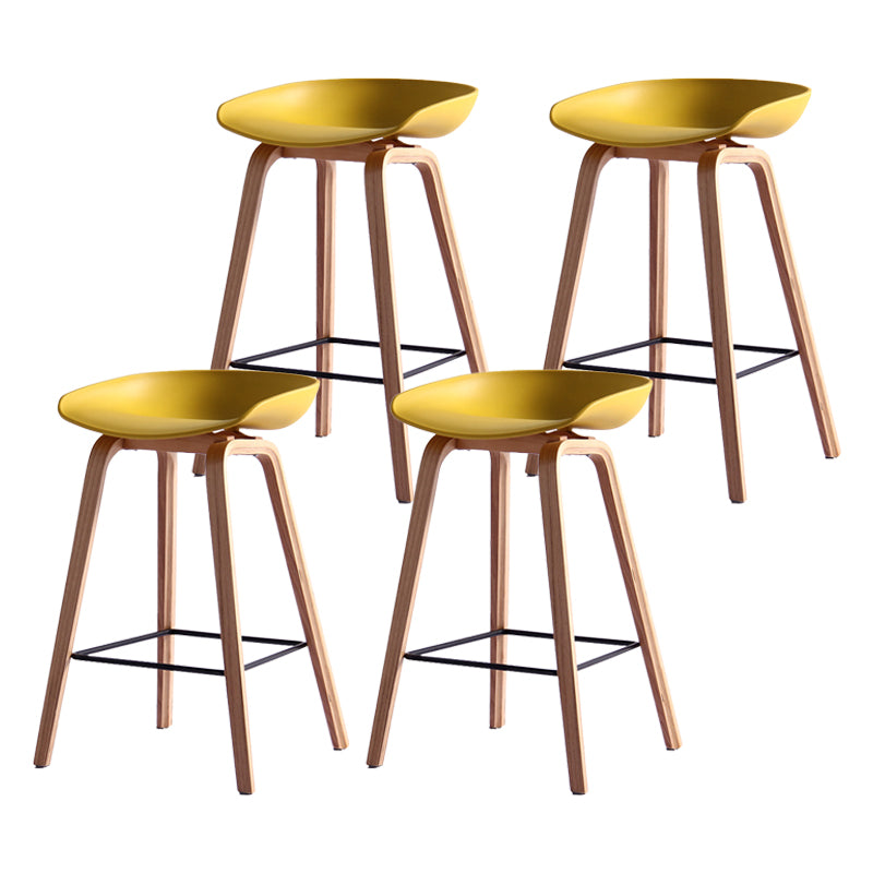 Scandinavian Solid Wood Legs Bar Stool Plastic Armless Bar Stool