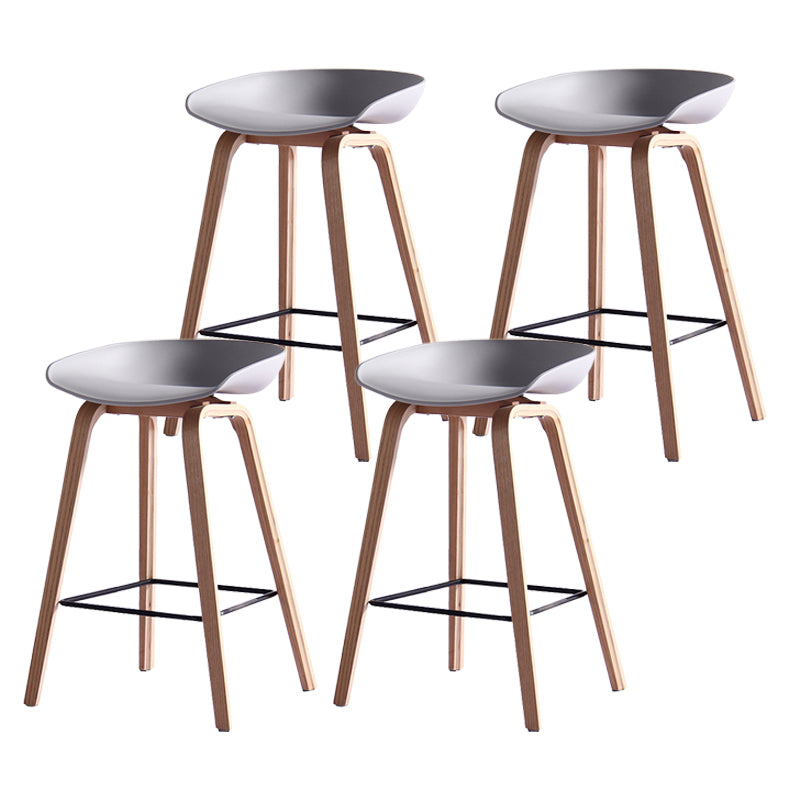 Scandinavian Solid Wood Legs Bar Stool Plastic Armless Bar Stool
