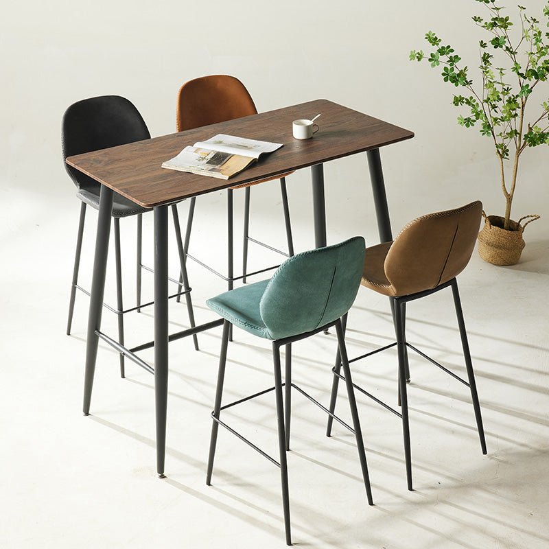 Contemporary PU Leather Bar Stool Low Back Upholstered Bar Stool