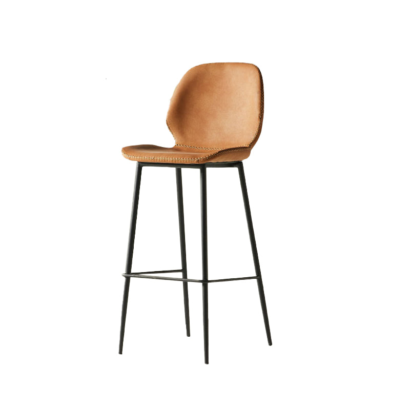 Contemporary PU Leather Bar Stool Low Back Upholstered Bar Stool
