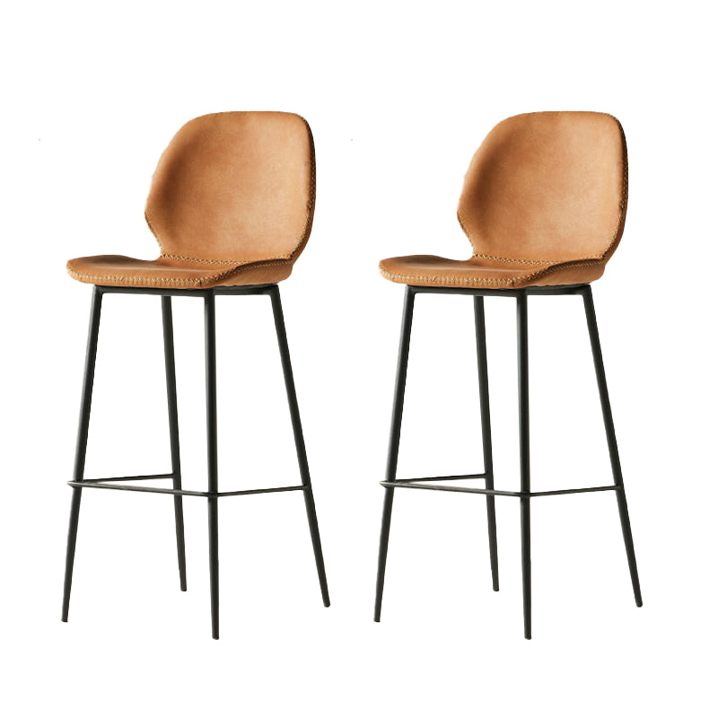 Contemporary PU Leather Bar Stool Low Back Upholstered Bar Stool