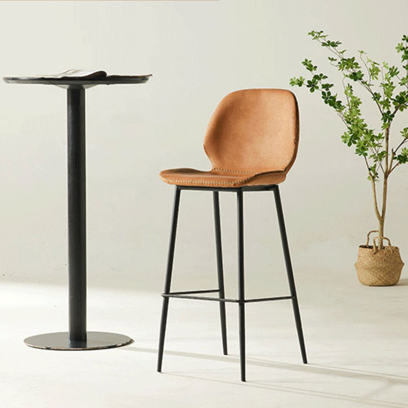 Contemporary PU Leather Bar Stool Low Back Upholstered Bar Stool