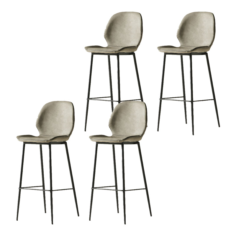 Contemporary PU Leather Bar Stool Low Back Upholstered Bar Stool