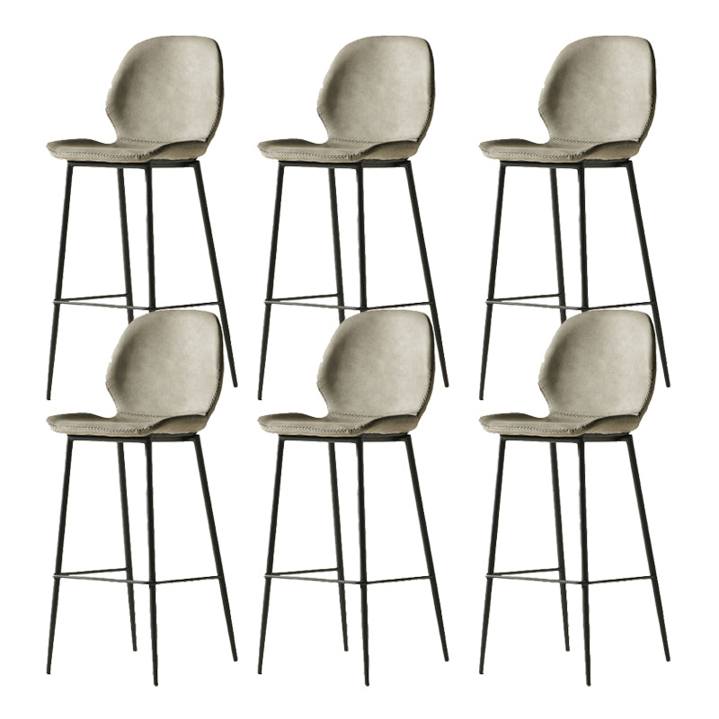 Contemporary PU Leather Bar Stool Low Back Upholstered Bar Stool