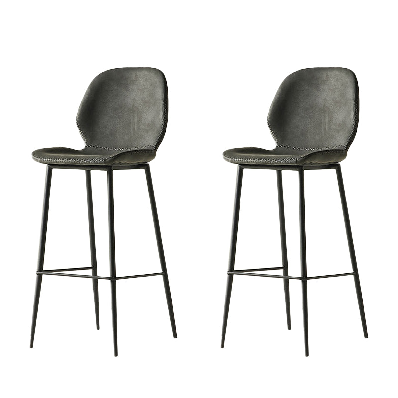 Contemporary PU Leather Bar Stool Low Back Upholstered Bar Stool