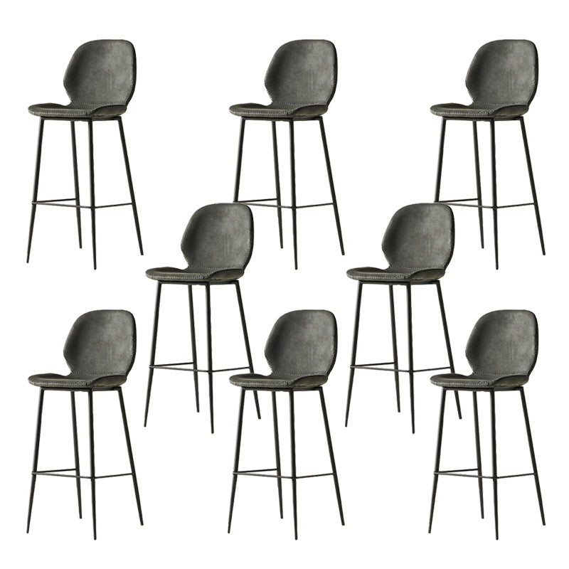 Contemporary PU Leather Bar Stool Low Back Upholstered Bar Stool