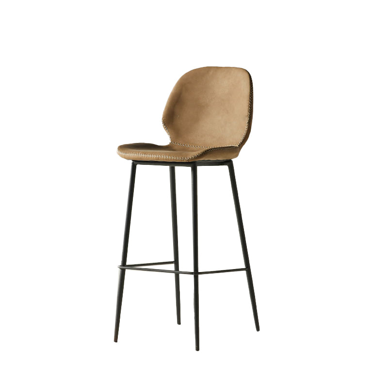Contemporary PU Leather Bar Stool Low Back Upholstered Bar Stool