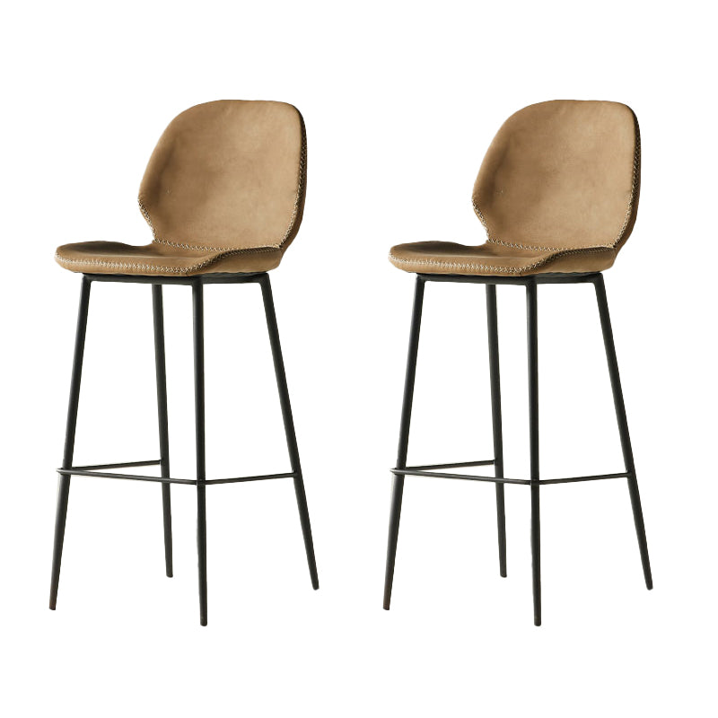 Contemporary PU Leather Bar Stool Low Back Upholstered Bar Stool