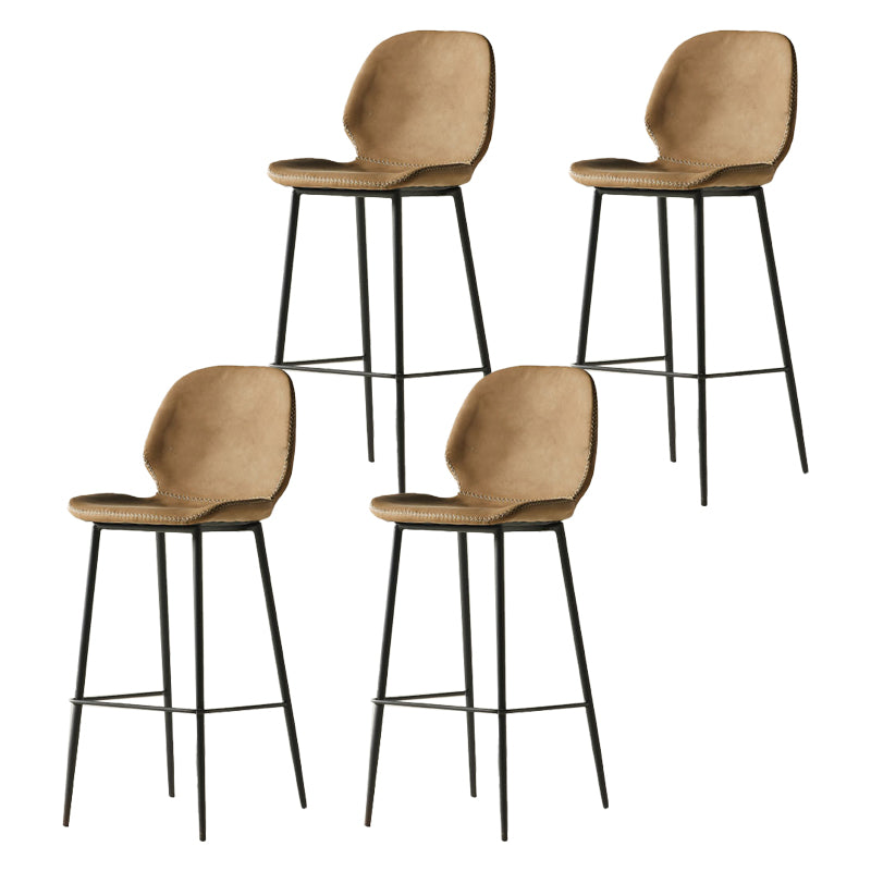 Contemporary PU Leather Bar Stool Low Back Upholstered Bar Stool
