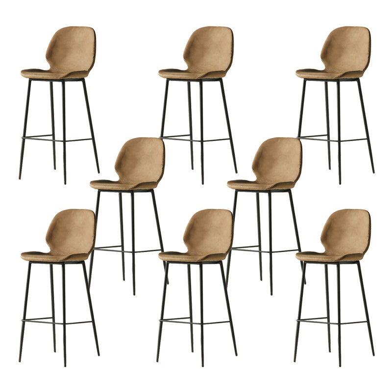 Contemporary PU Leather Bar Stool Low Back Upholstered Bar Stool