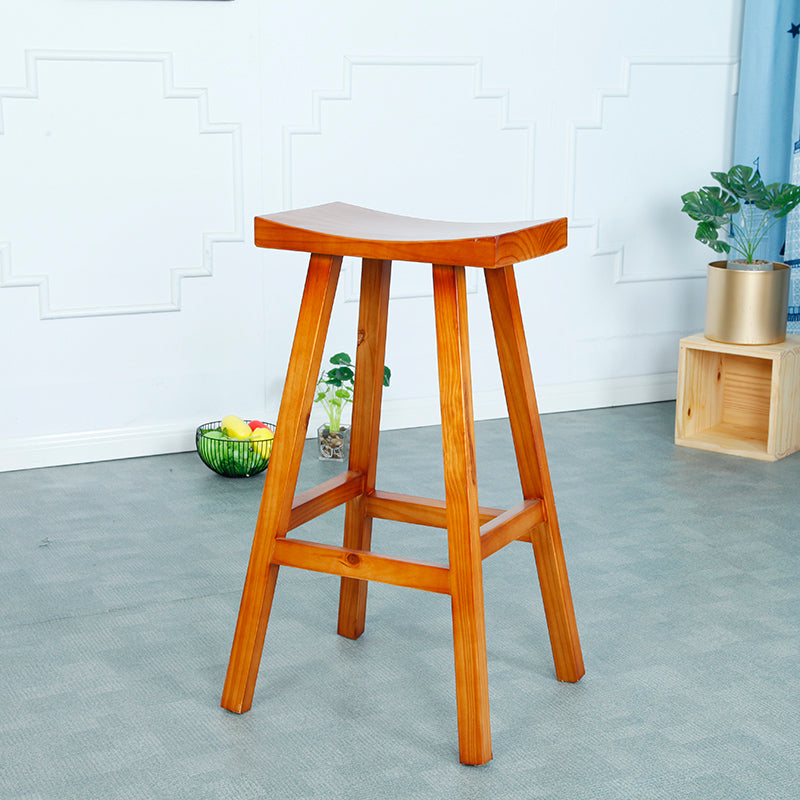 Industrial Solid Wood Bar Stool Backless Counter Stool for Outdoor