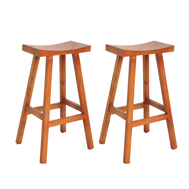 Industrial Solid Wood Bar Stool Backless Counter Stool for Outdoor