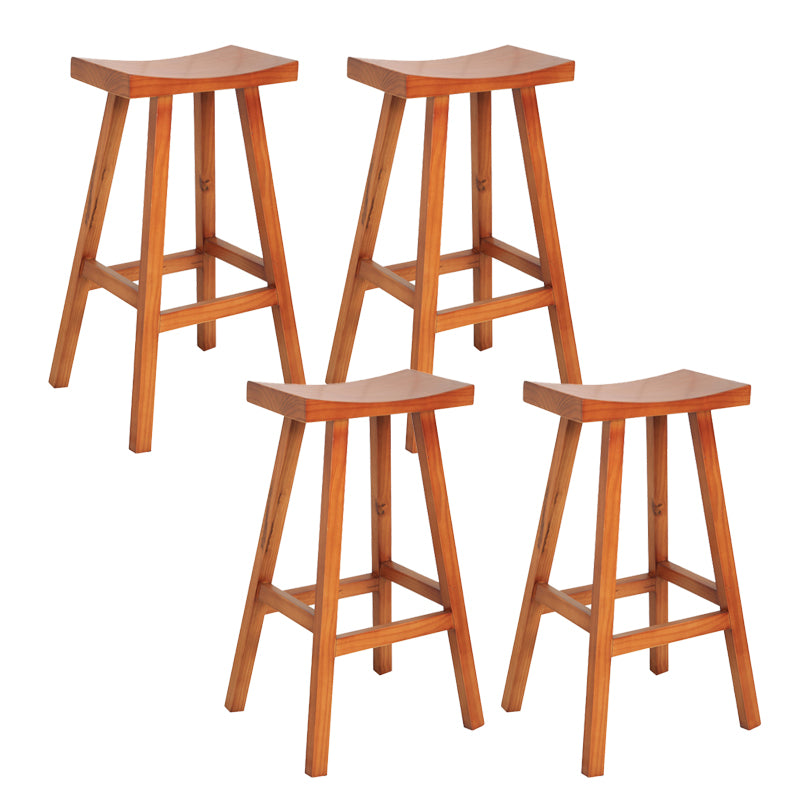 Industrial Solid Wood Bar Stool Backless Counter Stool for Outdoor