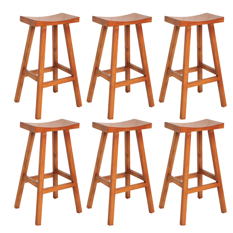 Industrial Solid Wood Bar Stool Backless Counter Stool for Outdoor
