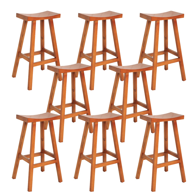 Industrial Solid Wood Bar Stool Backless Counter Stool for Outdoor