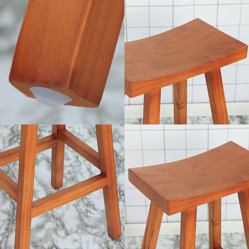 Industrial Solid Wood Bar Stool Backless Counter Stool for Outdoor