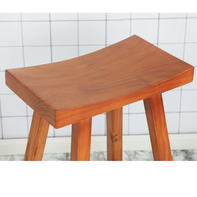 Industrial Solid Wood Bar Stool Backless Counter Stool for Outdoor