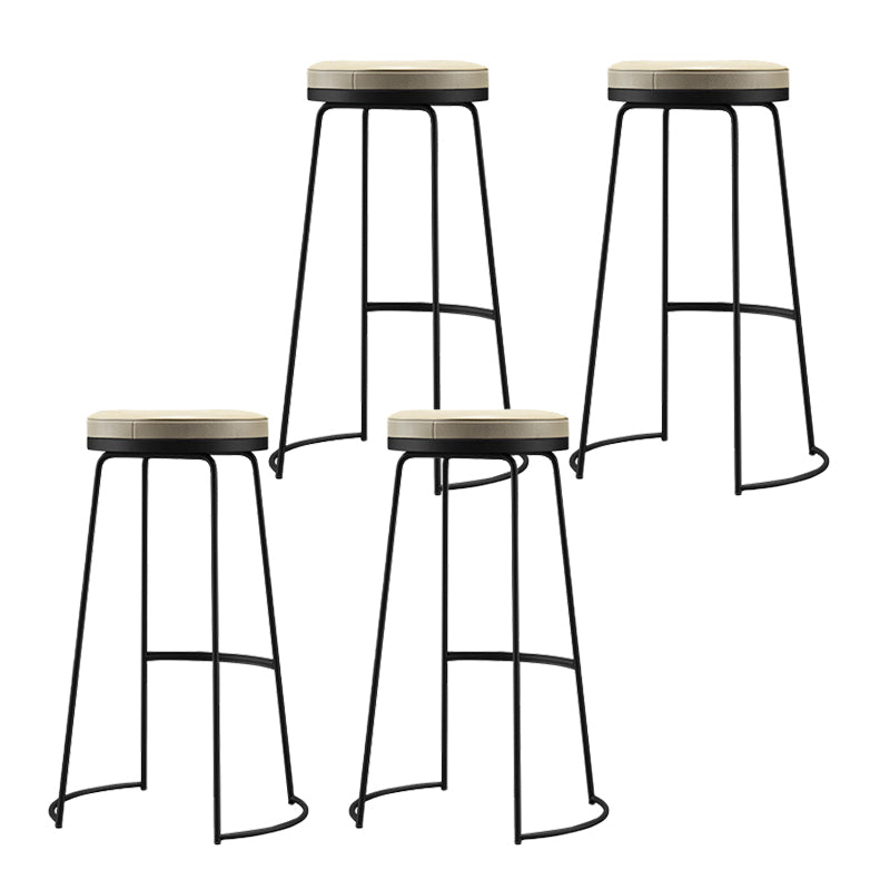 Glam Leather Bar Stool Backless Counter Stool for Bristol with Metal Legs