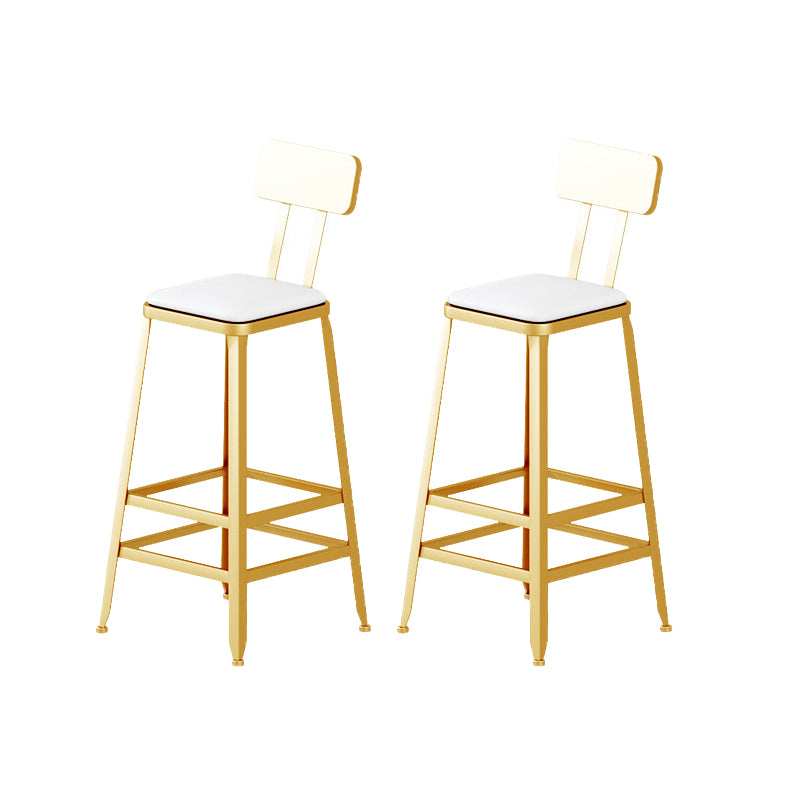 Leather Bar Stool Glam Backrest Counter Stool for Living Room