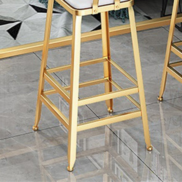 Leather Bar Stool Glam Backrest Counter Stool for Living Room