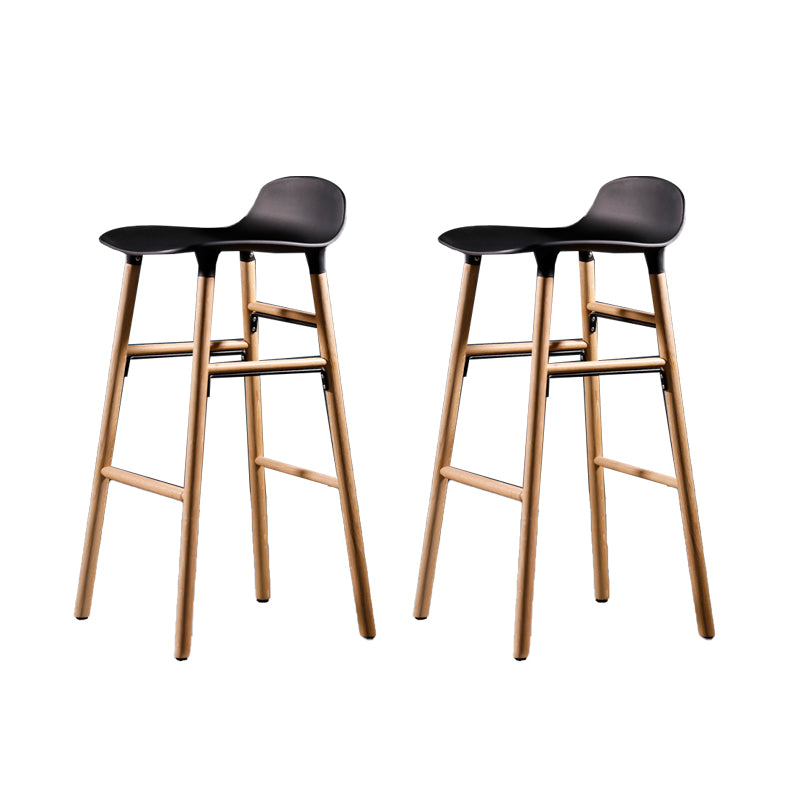 Scandinavian Solid Wood Legs Bar Stool Armless Plastic Bar Stool for Living Room