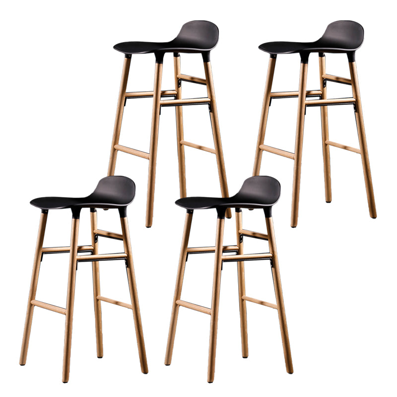 Scandinavian Solid Wood Legs Bar Stool Armless Plastic Bar Stool for Living Room