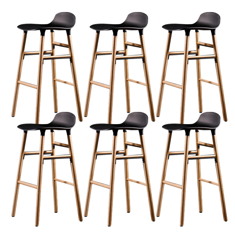 Scandinavian Solid Wood Legs Bar Stool Armless Plastic Bar Stool for Living Room