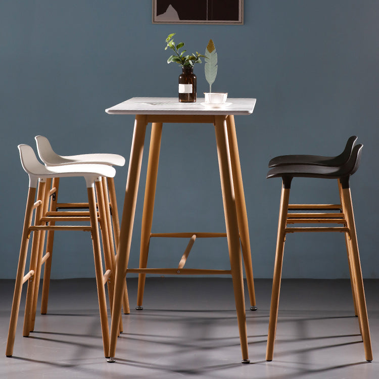 Scandinavian Solid Wood Legs Bar Stool Armless Plastic Bar Stool for Living Room