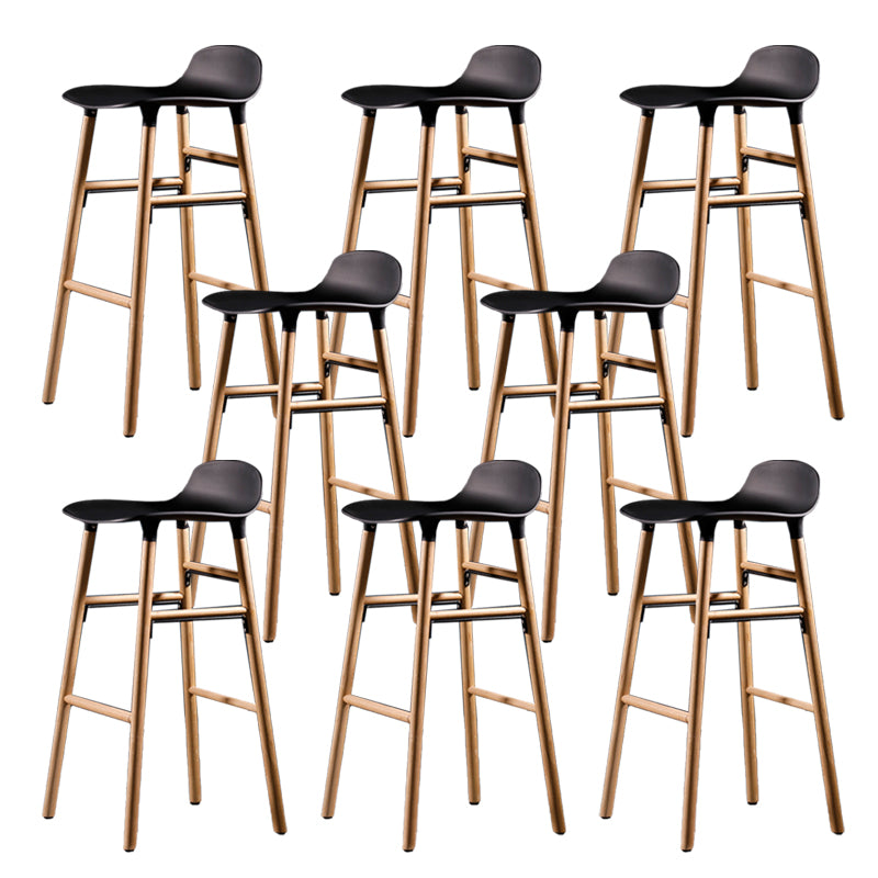 Scandinavian Solid Wood Legs Bar Stool Armless Plastic Bar Stool for Living Room