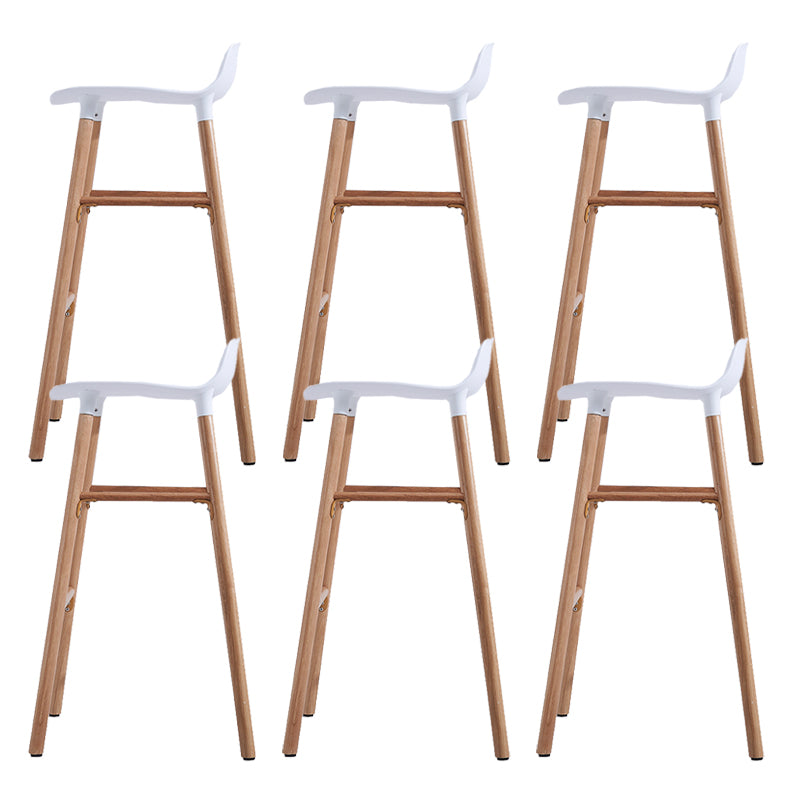 Scandinavian Solid Wood Legs Bar Stool Armless Plastic Bar Stool for Living Room