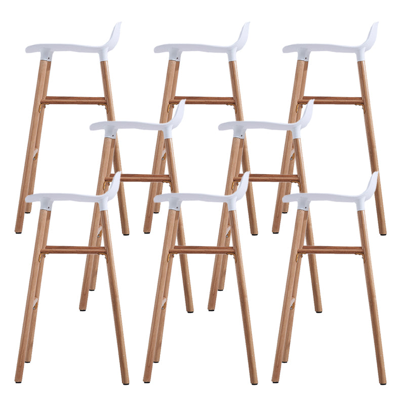 Scandinavian Solid Wood Legs Bar Stool Armless Plastic Bar Stool for Living Room