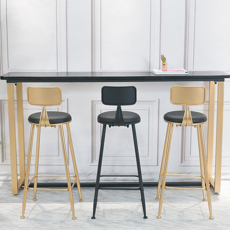 Leather Bar Stool Glam Armless Counter Stool for Living Room