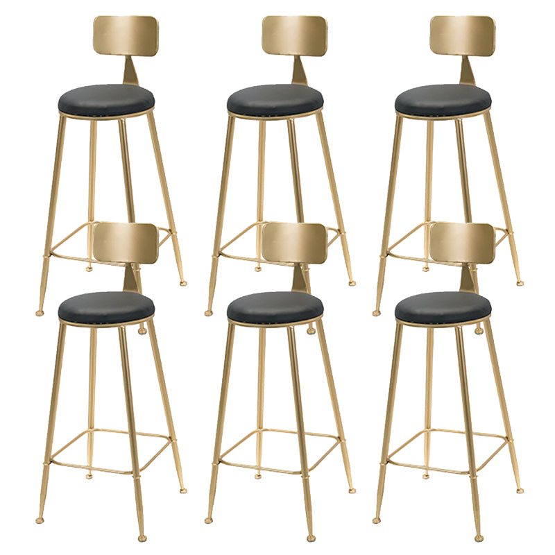 Leather Bar Stool Glam Armless Counter Stool for Living Room