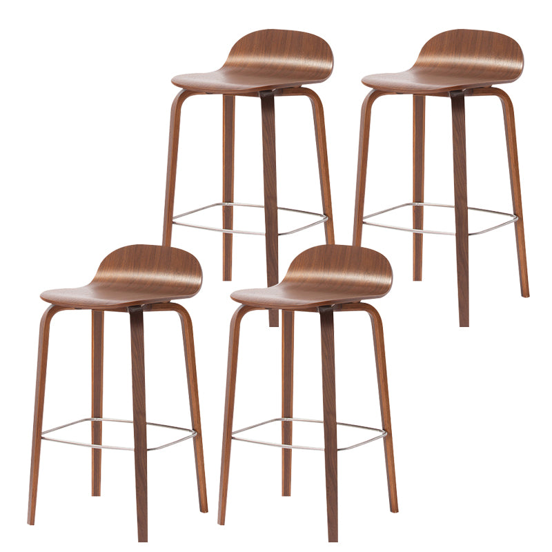 Indoor Armless Low Back Bar Height Stool Beech Solid Wood Bar Stool
