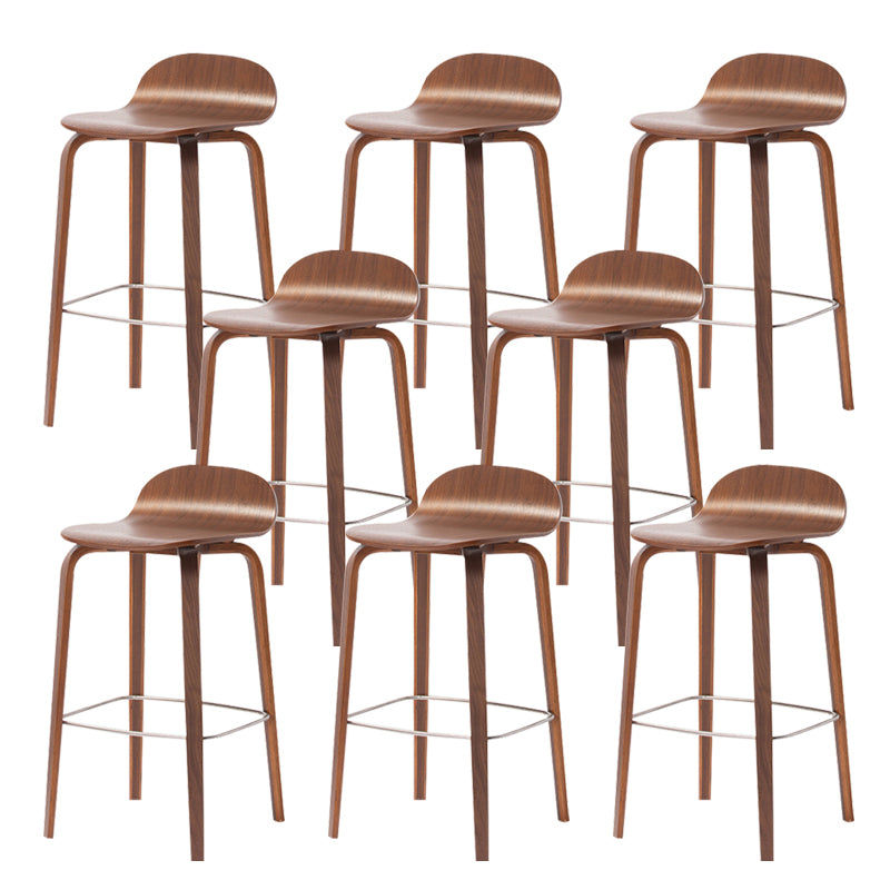 Indoor Armless Low Back Bar Height Stool Beech Solid Wood Bar Stool