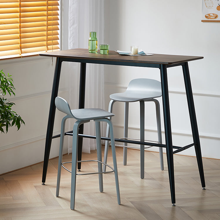 Indoor Armless Low Back Bar Height Stool Beech Solid Wood Bar Stool