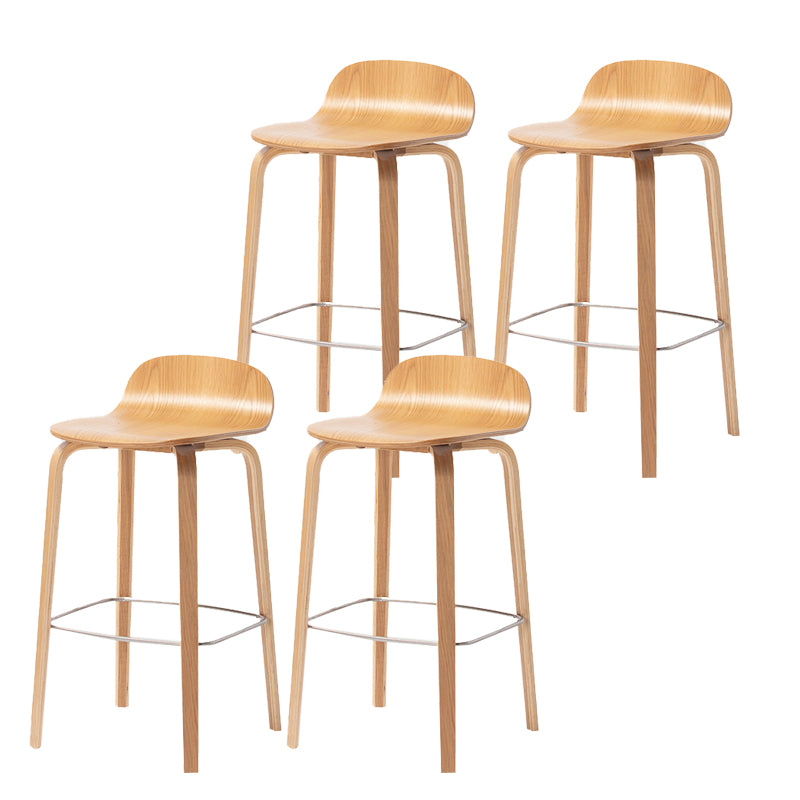 Indoor Armless Low Back Bar Height Stool Beech Solid Wood Bar Stool
