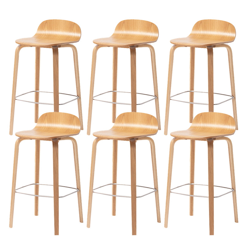 Indoor Armless Low Back Bar Height Stool Beech Solid Wood Bar Stool