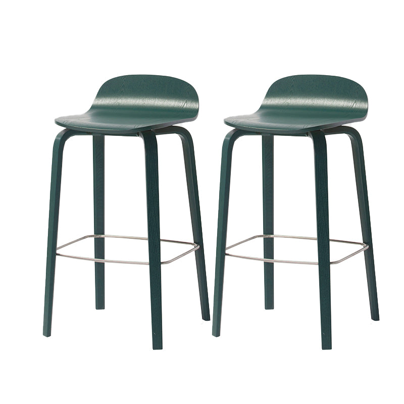 Indoor Armless Low Back Bar Height Stool Beech Solid Wood Bar Stool