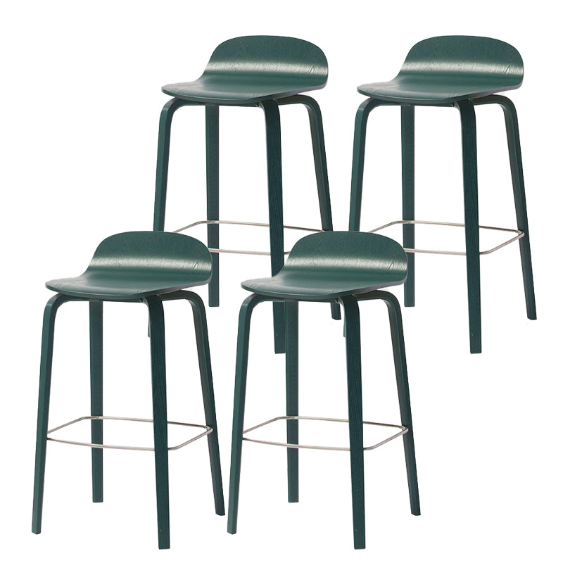 Indoor Armless Low Back Bar Height Stool Beech Solid Wood Bar Stool