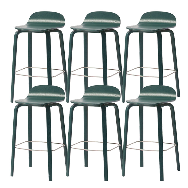 Indoor Armless Low Back Bar Height Stool Beech Solid Wood Bar Stool