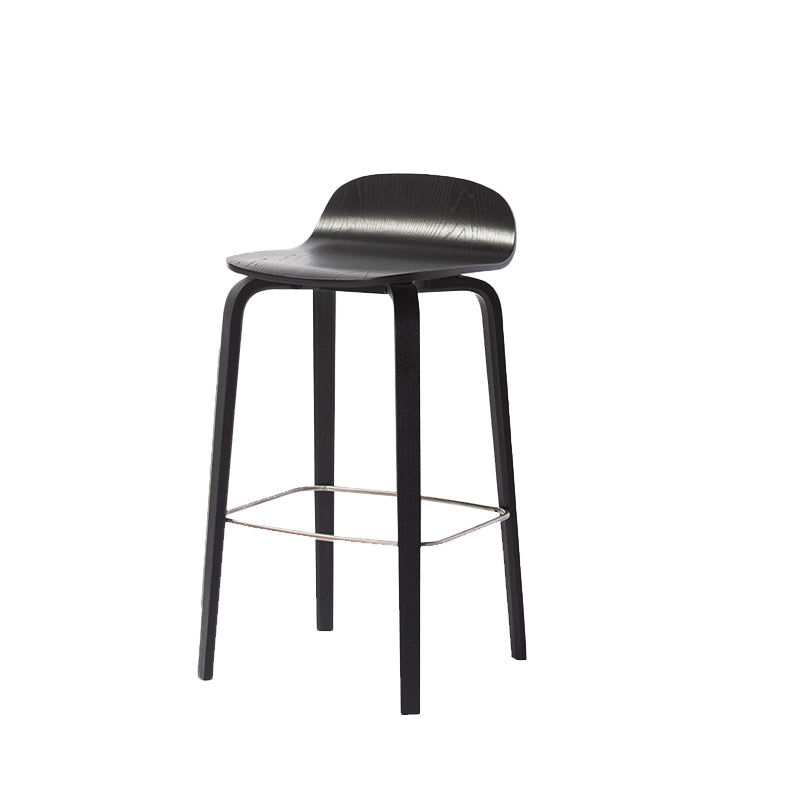 Indoor Armless Low Back Bar Height Stool Beech Solid Wood Bar Stool