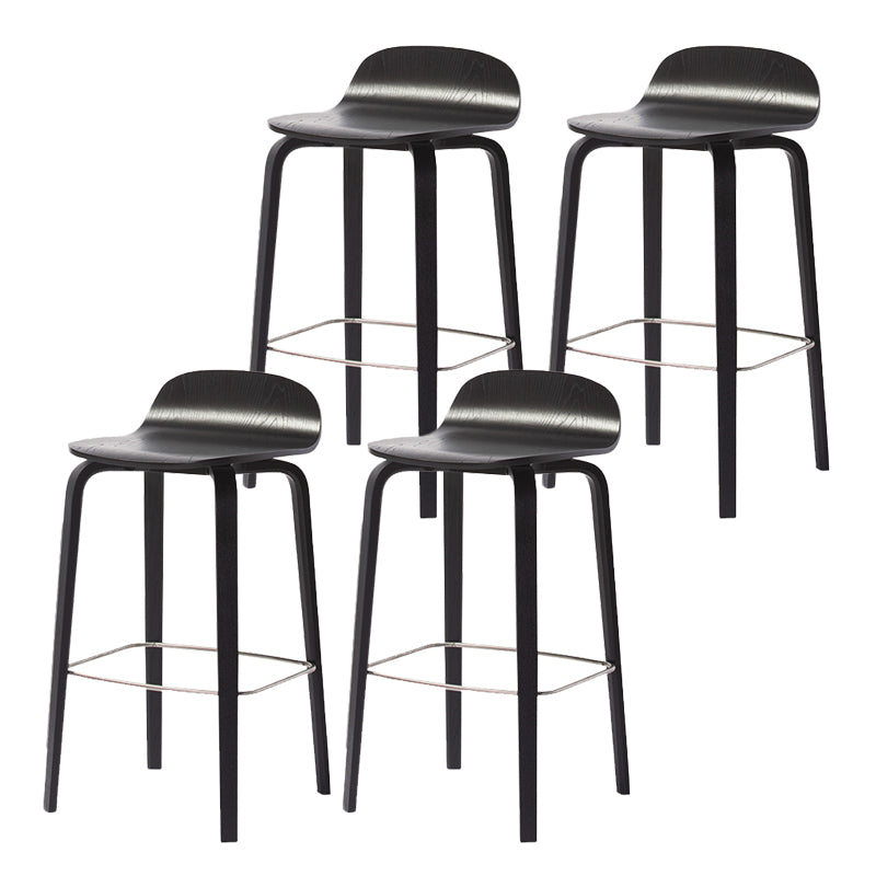 Indoor Armless Low Back Bar Height Stool Beech Solid Wood Bar Stool