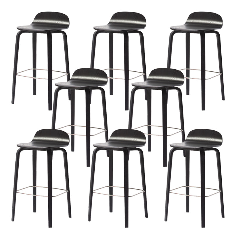 Indoor Armless Low Back Bar Height Stool Beech Solid Wood Bar Stool