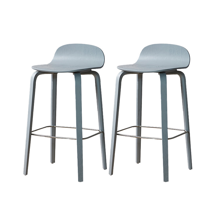 Indoor Armless Low Back Bar Height Stool Beech Solid Wood Bar Stool
