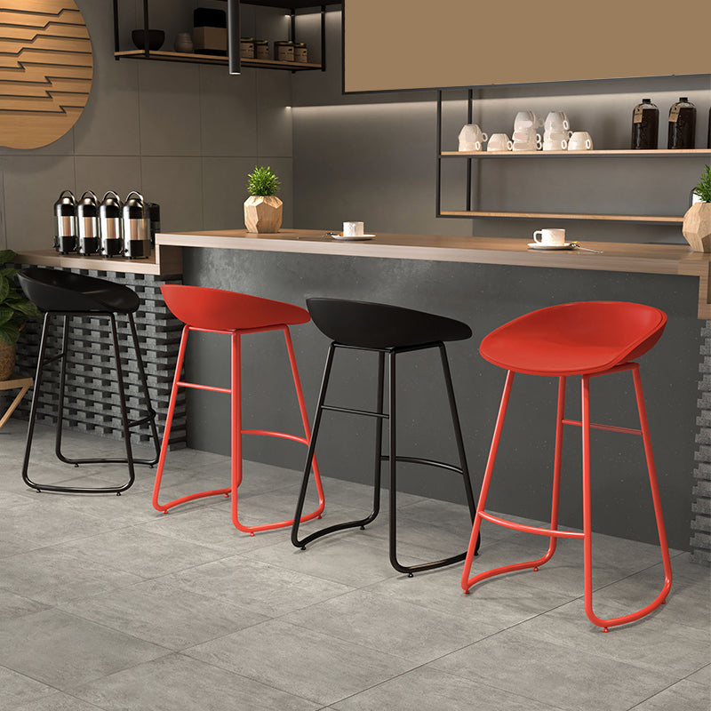 Indoor Glam Armless Bucket Seat Low Back Plastic and Steel Bar Stool