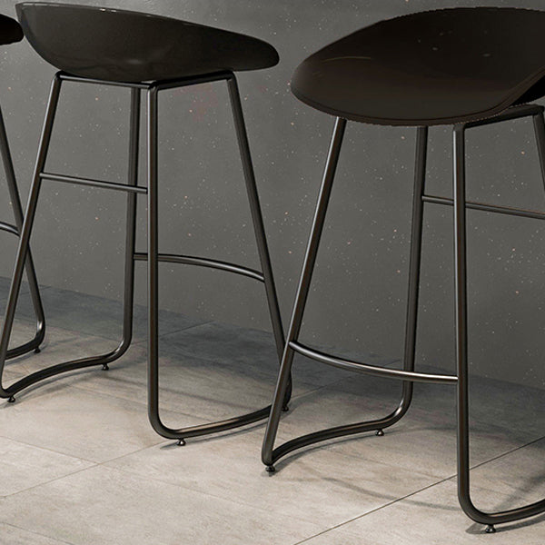 Indoor Glam Armless Bucket Seat Low Back Plastic and Steel Bar Stool