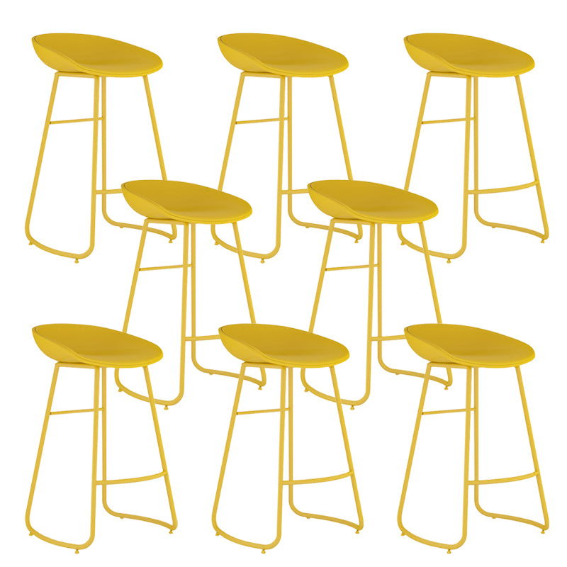 Indoor Glam Armless Bucket Seat Low Back Plastic and Steel Bar Stool