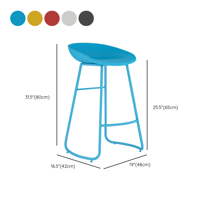 Indoor Glam Armless Bucket Seat Low Back Plastic and Steel Bar Stool