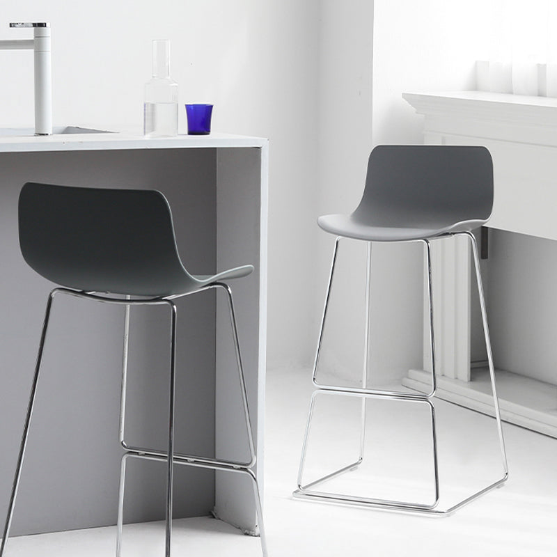 Scandinavian Armless Bar Stool Plastic and Steel Bar Stool for Living Room